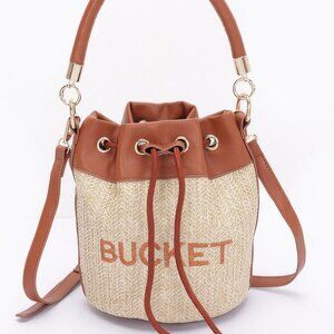 Faux Straw Bucket Bag